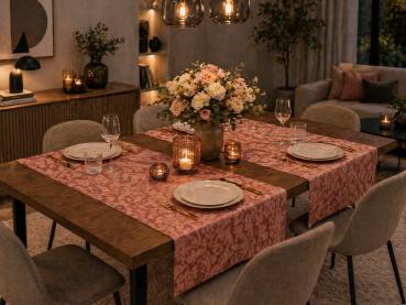 Preview: Tischläufer - Flora – Stoff mit floralem Jacquardmuster