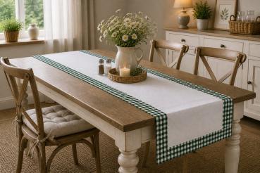 Tischläufer - Karo – karierter Stoff im Landhausstil