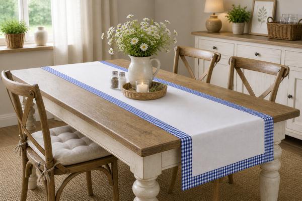 Tischläufer - Karo – karierter Stoff im Landhausstil