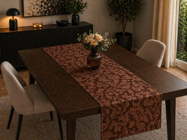 Tischläufer - Flora – Stoff mit floralem Jacquardmuster